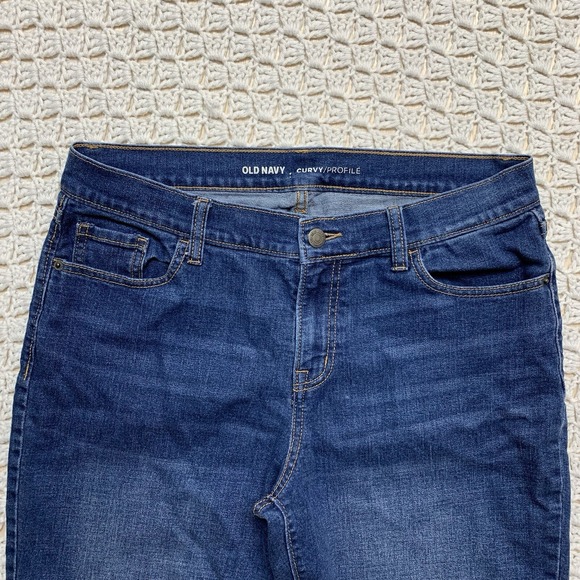 Old Navy Shorts Curvy Profile 8 Regular Blue Denim Cotton Blend 5-Pockes Waist32 - Picture 2 of 10